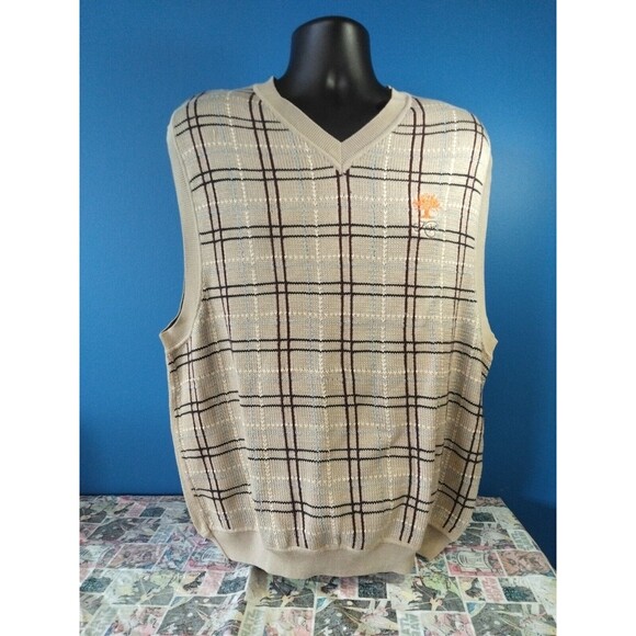 bryon Nelson 11 straight Other - Bryon Nelson Tan Sweater Vest Men’s Size Large Golf 100%  Pima Cotton Stretch